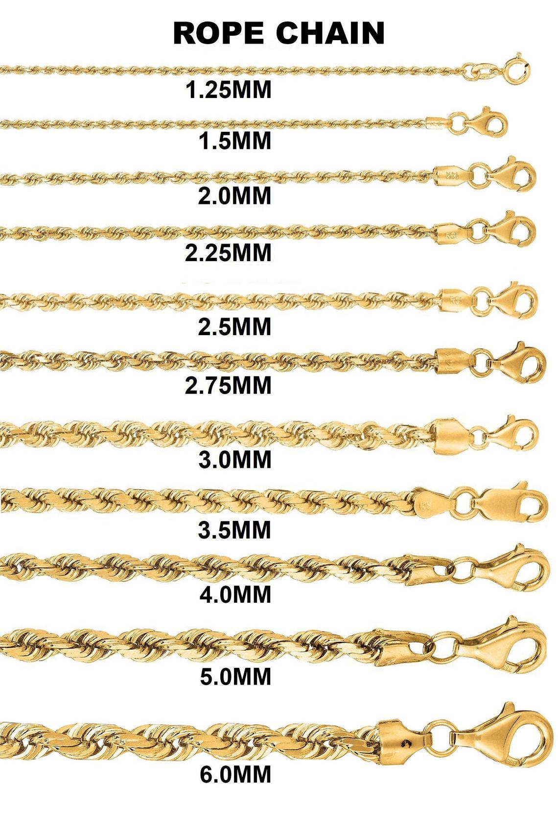 10K Hollow rope chain Devon Jeweler