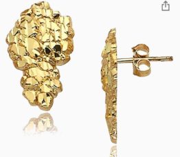 10K Gold Nugget Earring  2 sizes